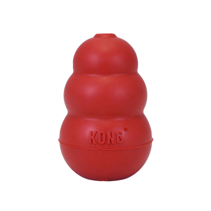 Kong® Classic,"Red tiered rubber dog toy, front view"