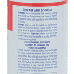 Tek-Trol® Disinfectant,"Close-up of bottle back label with storage and precaution text"
