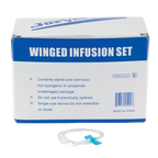 Winged Infusion Set,"Box with tubing and blue winged connector"