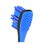 BrushMate Premium Toothbrush with Biteblock,"Close-up of blue toothbrush head with textured bite block"