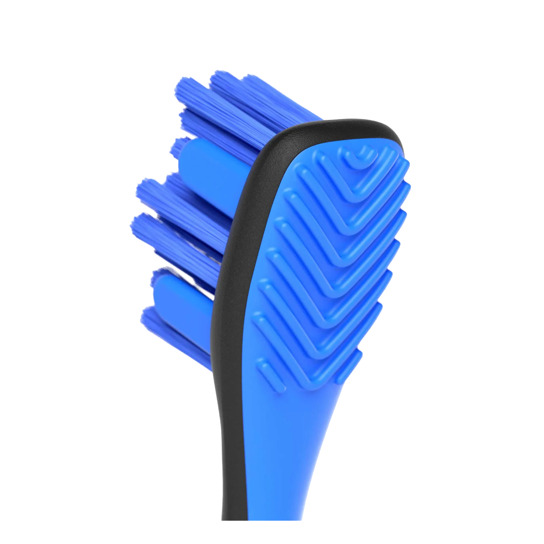 BrushMate Premium Toothbrush with Biteblock,"Close-up of blue toothbrush head with textured bite block"