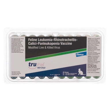 TruFel™ HCP+FELV (Feloguard Plus 3 + LvK),"Plastic vaccine tray with labeled insert and vials"