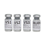 ABT Equine Vitrification Kit,"Four labeled solution vials in a row"