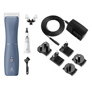 Emerge Clipper Blue by Andis With FREE 8Pc Wide Comb Attachment Bundle by Andis,"Clipper with charging cord, oil bottle, blade, and comb attachments"