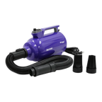 Solo-Stream Dryer by Waggz,"Purple pet dryer with black hose and two nozzle attachments"