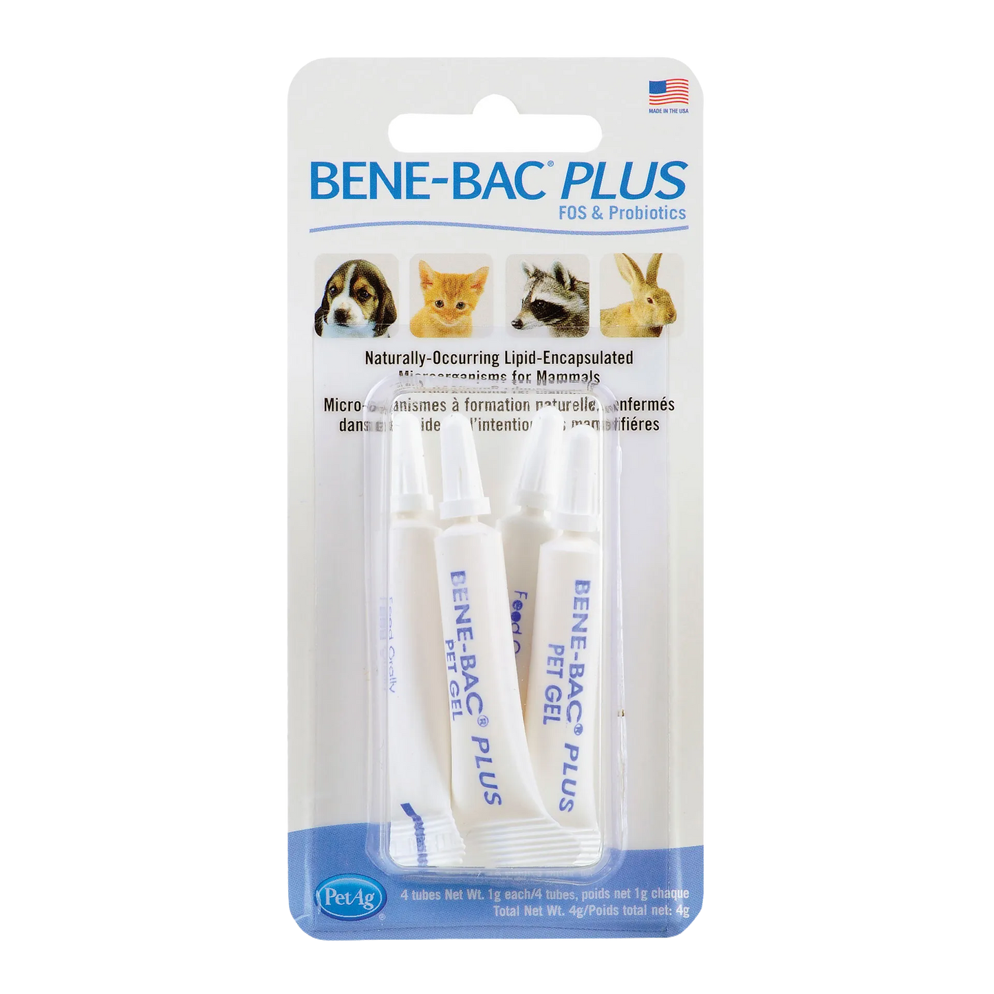 Bene-Bac® Plus,"Blister pack with four white pet gel tubes"