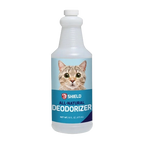 Pet & Home Deodorizer Spray by Shield,"White spray bottle with cat image on blue label"