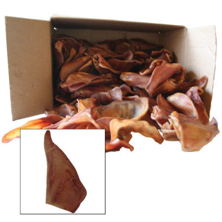 Pig Ears,"Open box of pig ears with single ear inset"