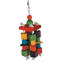 4 Way Spin,"Hanging bird toy with stacked wooden blocks and beads"