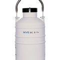 SC 2/1V Vapor (Dry) Shipper,"White cylindrical shipper with black lid and metal handle"
