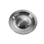 Dog Grooming Electric Tub with Lift-up Door by Waggz,"Round stainless steel drain cover, top view"