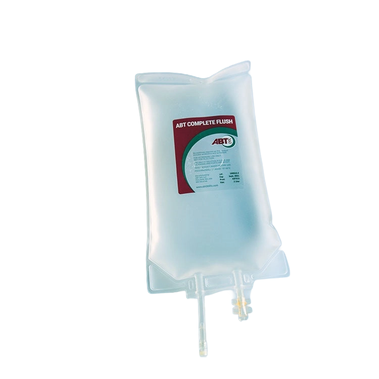 ABT Complete Flush,"Clear fluid bag with tubing and connector"