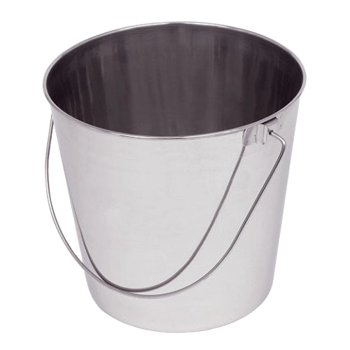 Stainless Steel Pails,"Open stainless steel pail with wire handle"