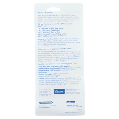 C.E.T.® Toothbrush Kit,"Back of product package with bilingual text"