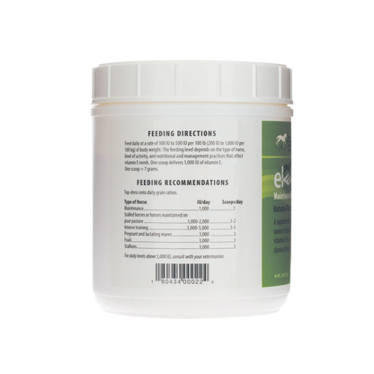 Elevate Maintenance Powder,"White plastic tub showing back label and feeding directions"