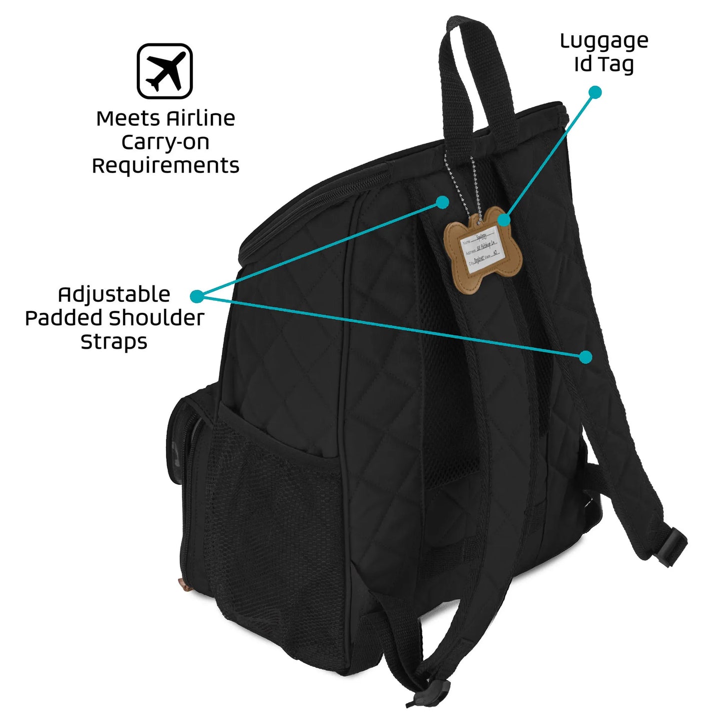 Weekender Backpack,"Back view with padded shoulder straps and luggage ID tag"