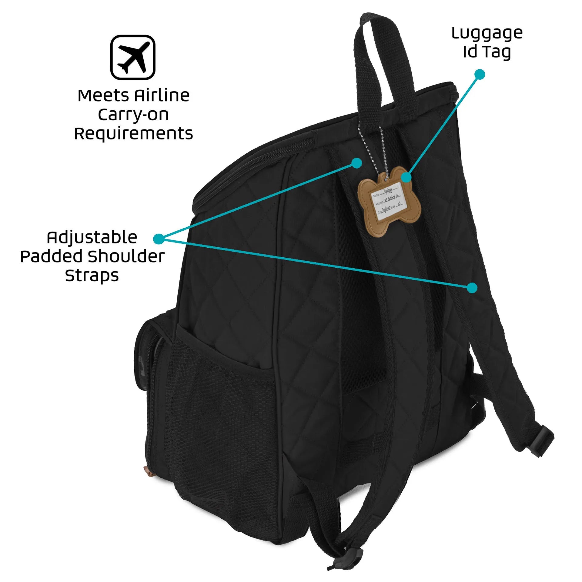 Weekender Backpack,"Back view with padded shoulder straps and luggage ID tag"
