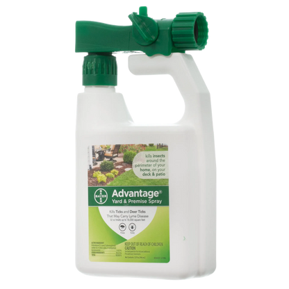 Advantage™ Yard & Premise Spray,"White spray bottle with green hose-end sprayer attachment"