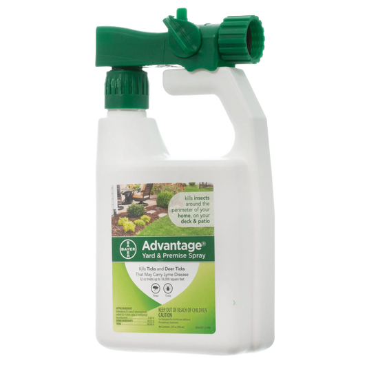 Advantage™ Yard & Premise Spray,"White spray bottle with green hose-end sprayer attachment"