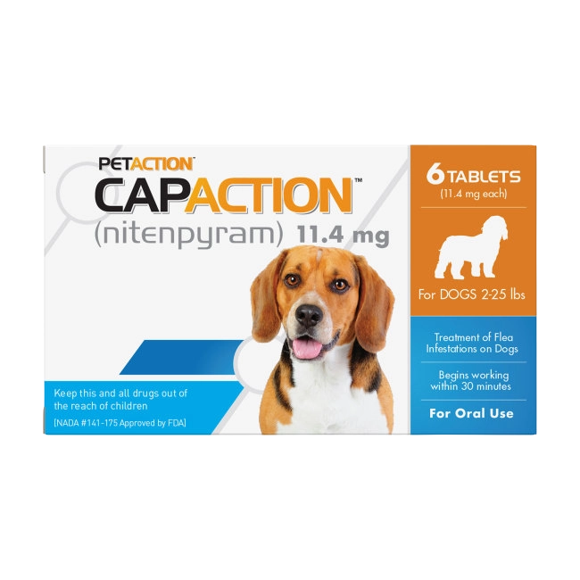 CapAction®,"Dog flea treatment box with beagle photo"