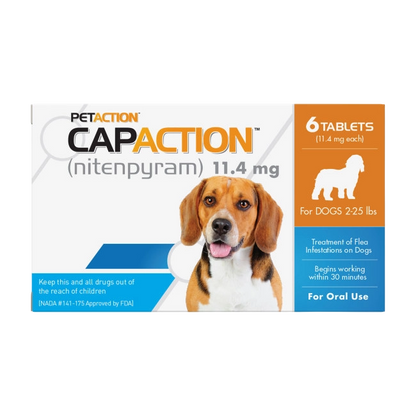 CapAction®,"Dog flea treatment box with beagle photo"