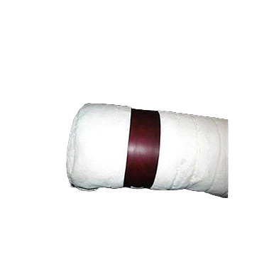 EZ Adjust Leather Bite Belt,"White padded bite sleeve with maroon leather strap"