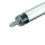 Small Syringes without Needles,"Close-up of clear syringe tip and black plunger seal"