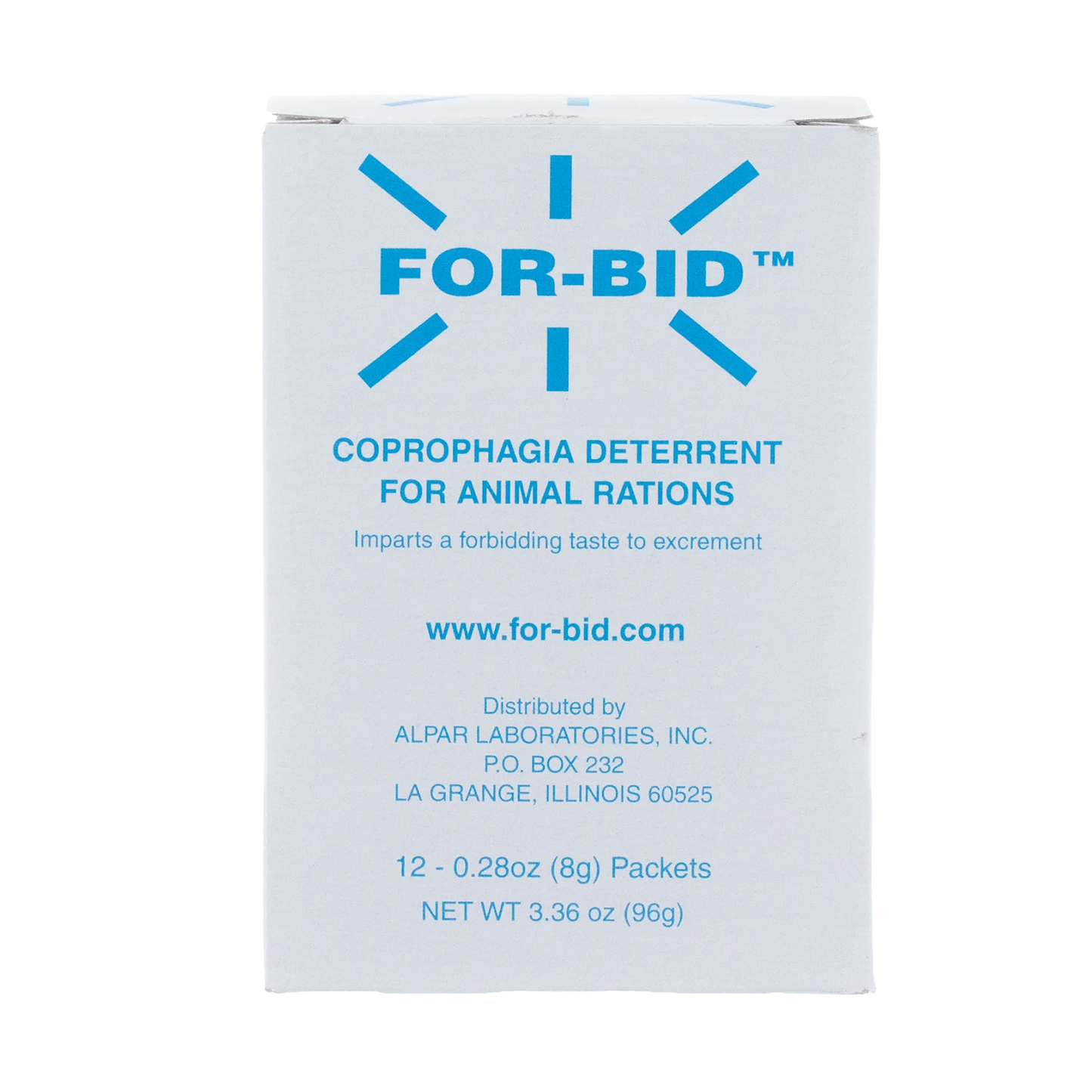 For-Bid™ for Dogs, Cats, and Horses,"White product box with blue label, front view"