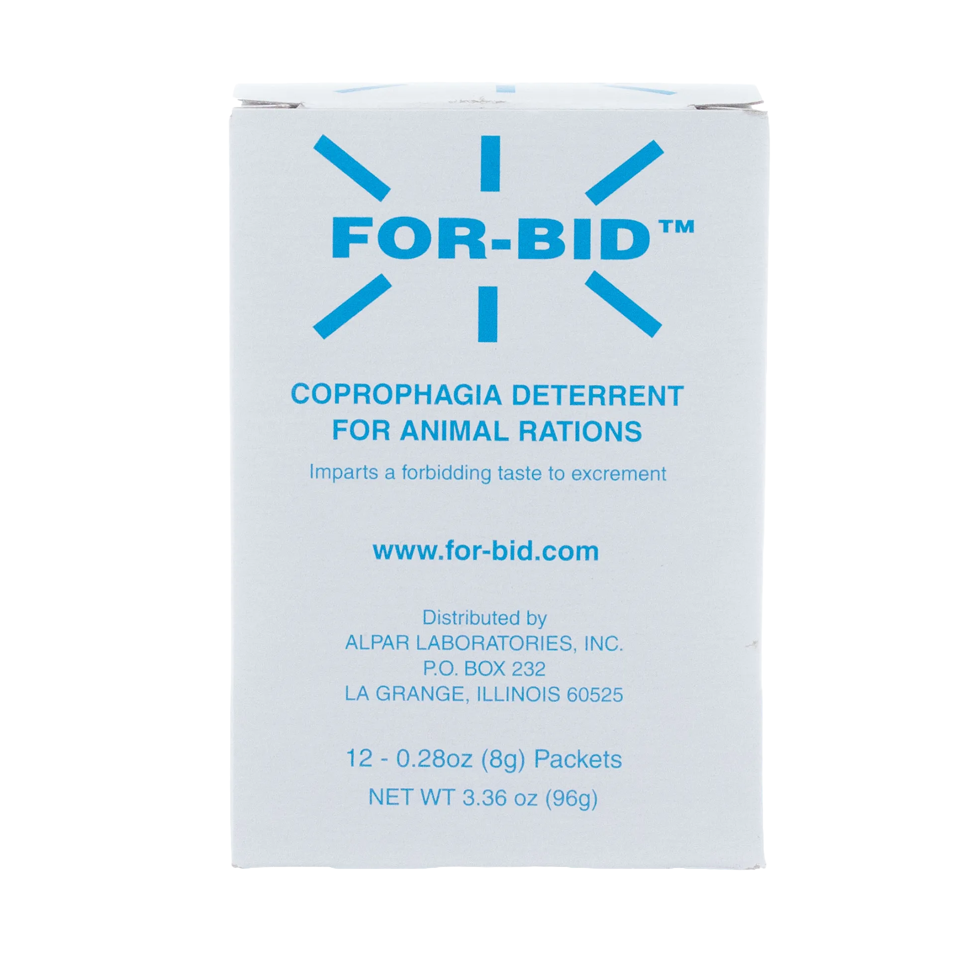 For-Bid™ for Dogs, Cats, and Horses,"White product box with blue label, front view"