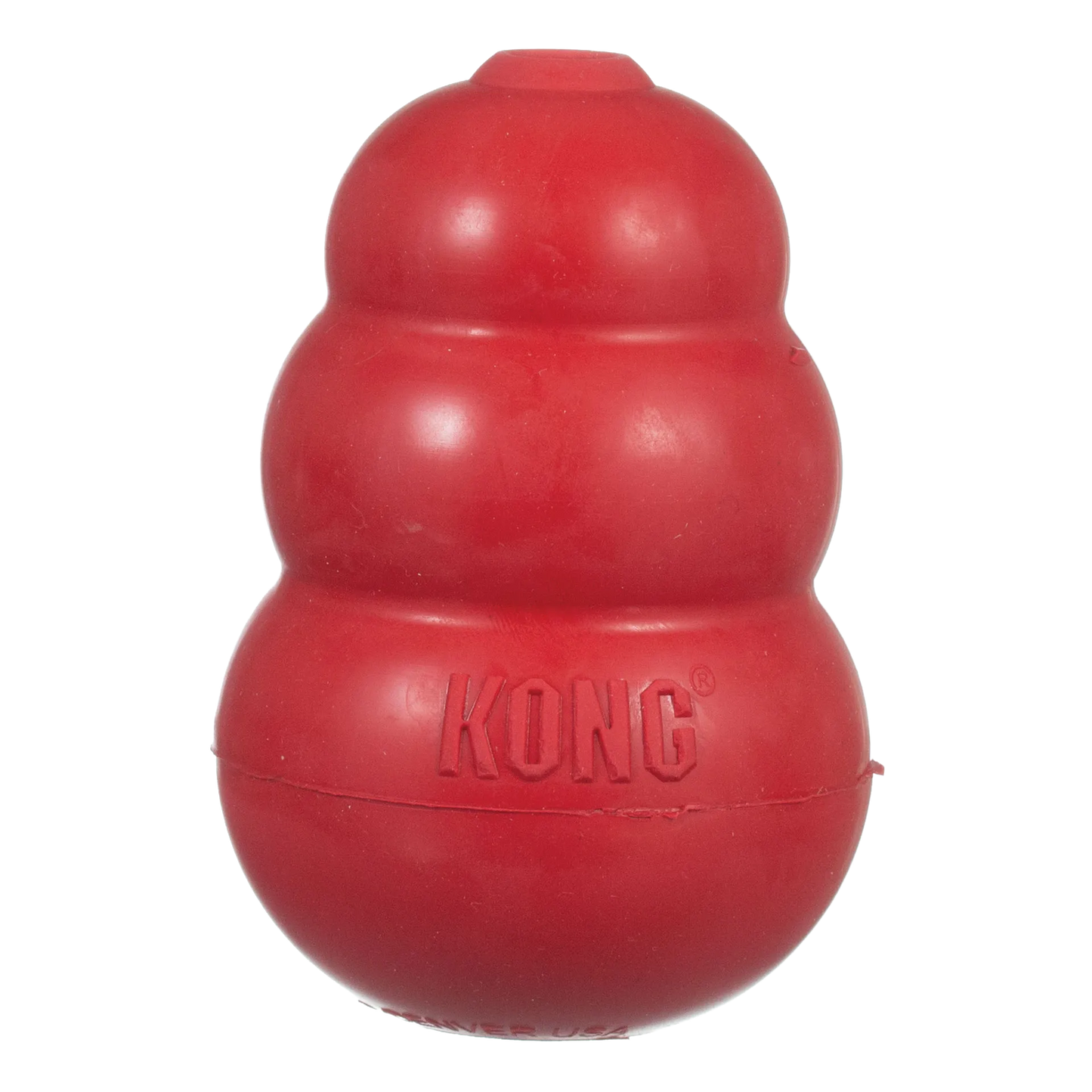Kong® Classic,"Red beehive-shaped rubber dog toy, front view"