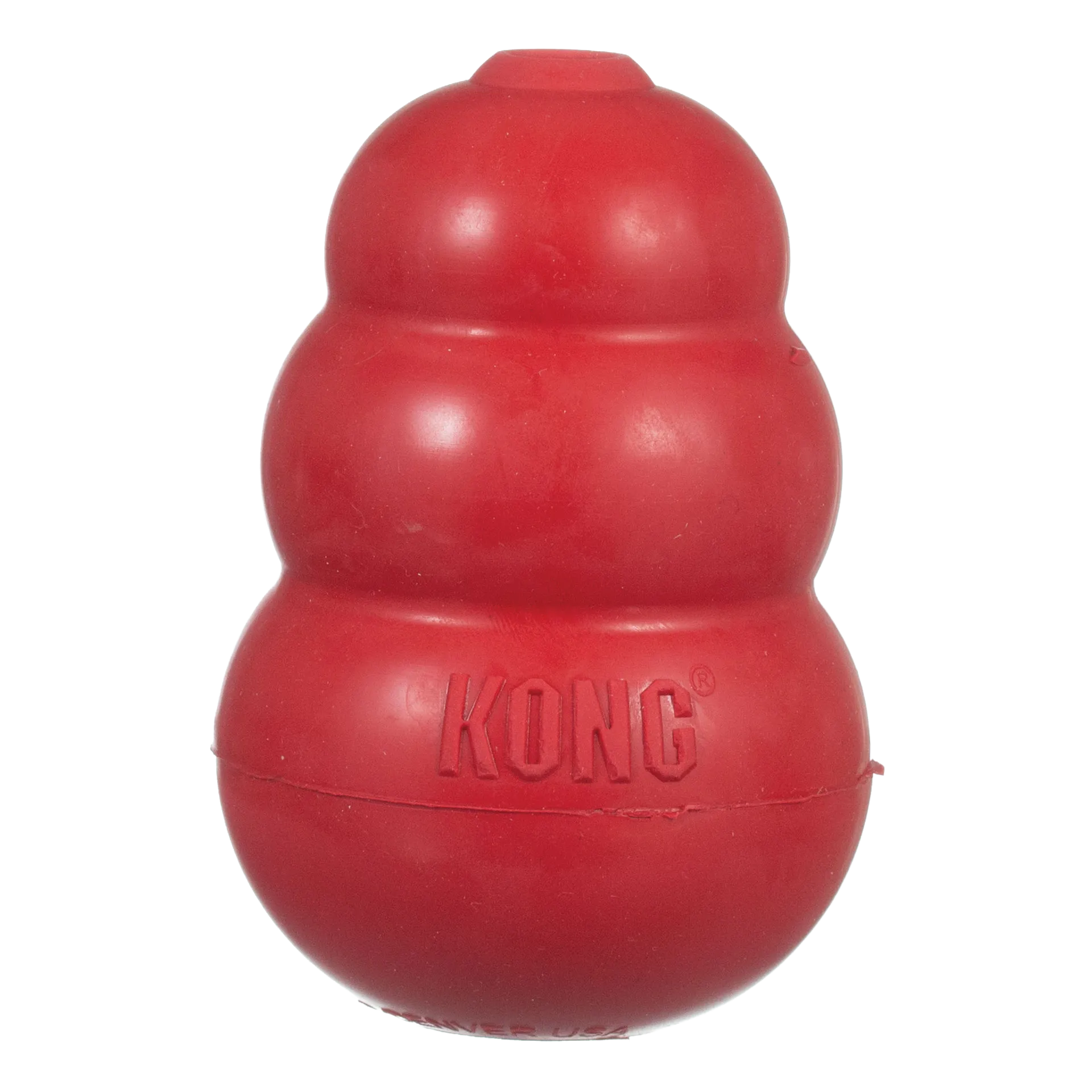 Kong® Classic,"Red beehive-shaped rubber dog toy, front view"