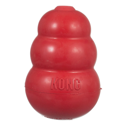 Kong® Classic,"Red beehive-shaped rubber dog toy, front view"