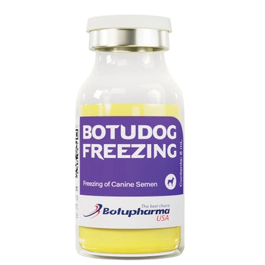 BotuDog Freezing,"Clear vial with white cap containing yellow liquid"