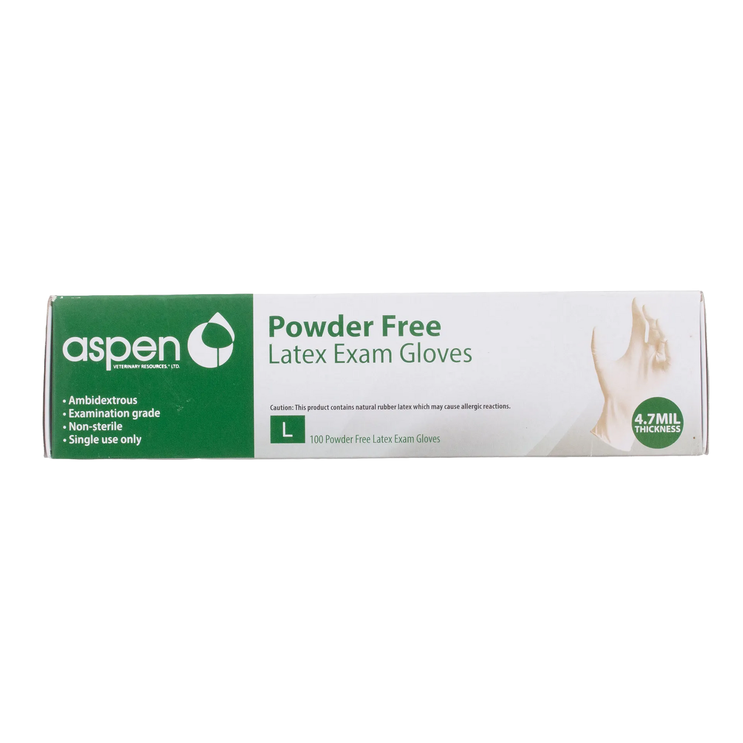 Latex Gloves,"Green and white glove box with glove illustration"