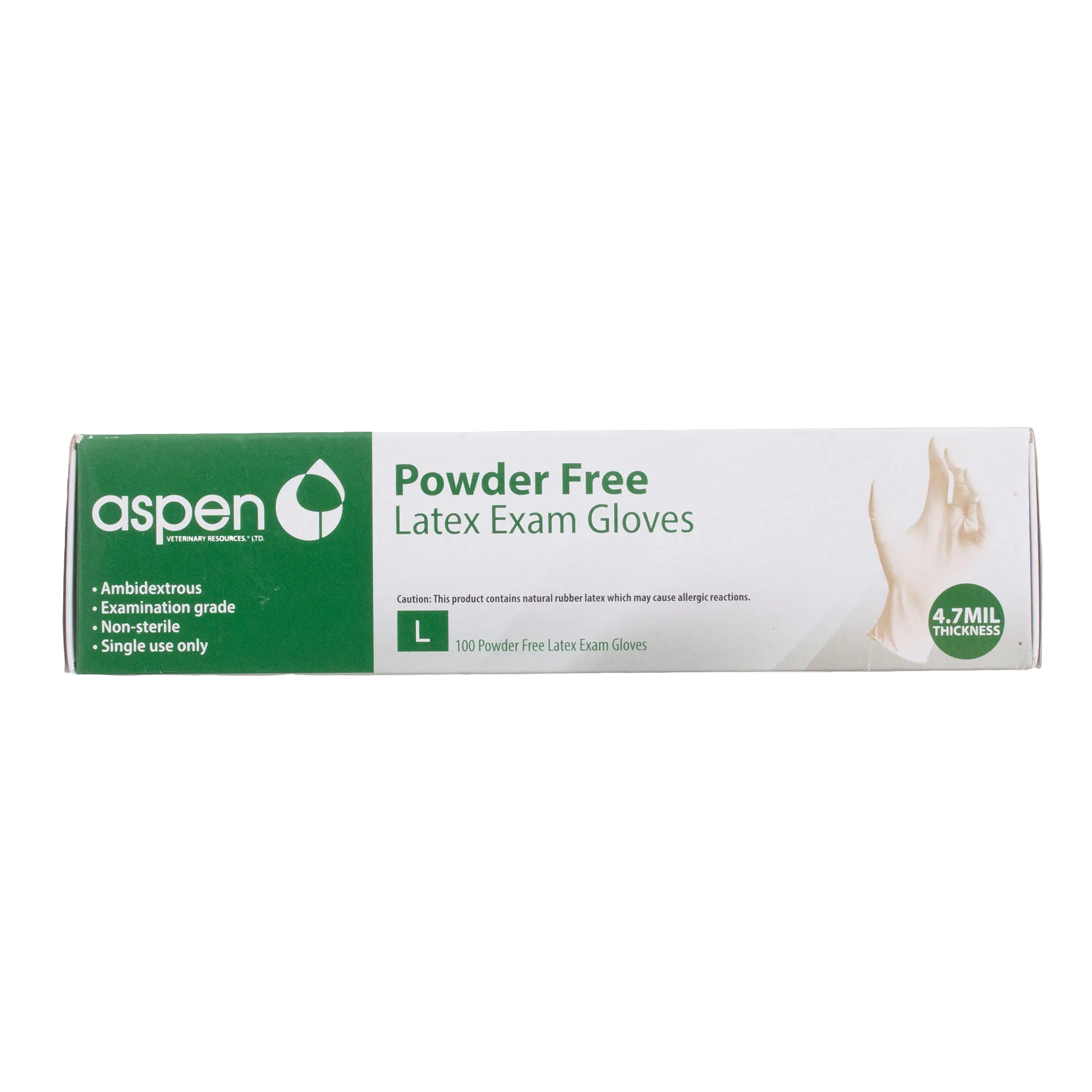 Latex Gloves,"Green and white glove box with glove illustration"