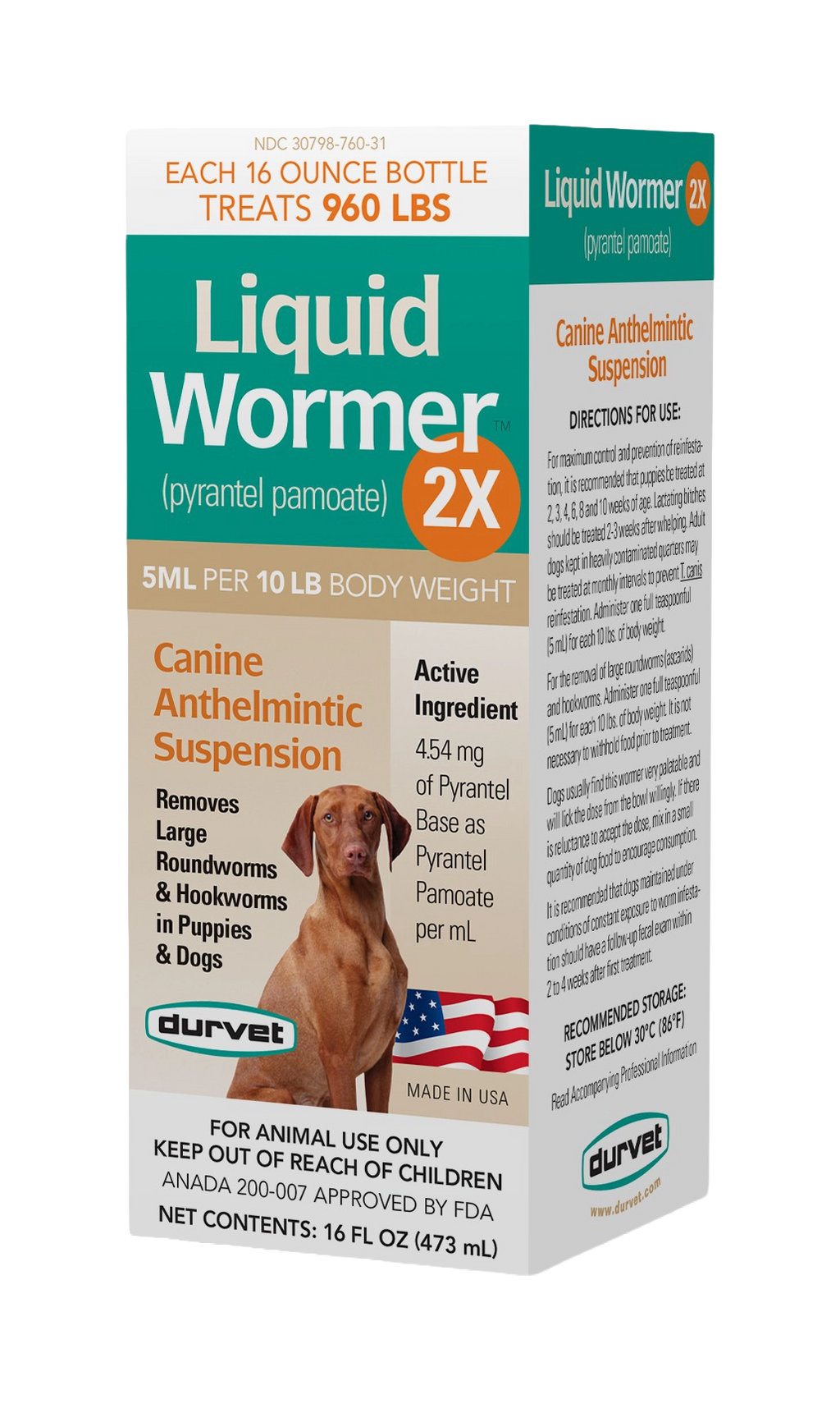 Liquid Wormer™ 2X,"Front and side view of product box with dog image"