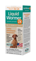 Liquid Wormer™ 2X,"Front and side view of product box with dog image"