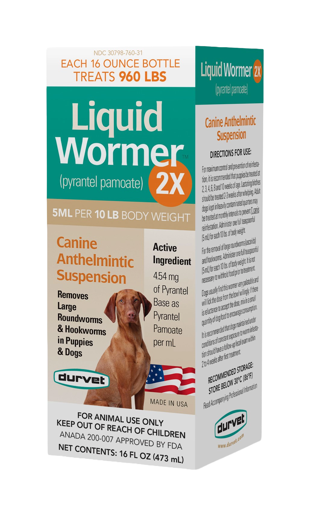Liquid Wormer™ 2X,"Front and side view of product box with dog image"