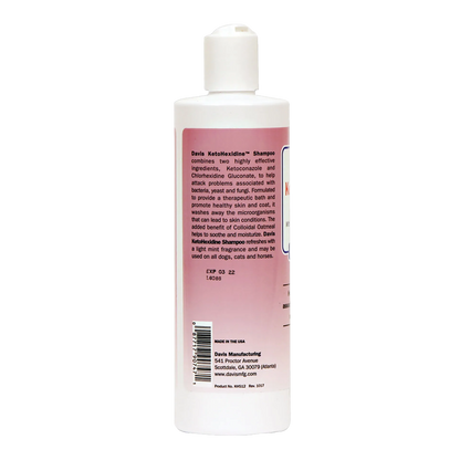 Ketohexidine Shampoo,"White bottle with flip-top cap, back label view"