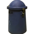 Protective Shipping Carton for 2/1V,"Blue cylindrical container with domed lid and metal latches"