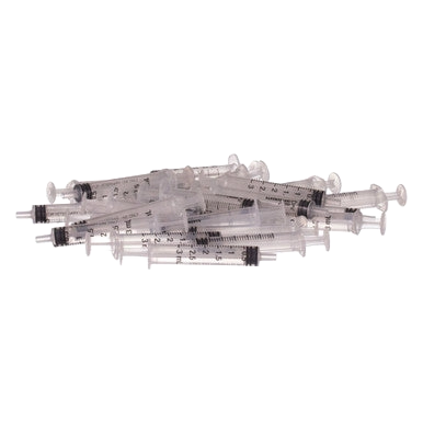 Small Syringes without Needles,"Pile of clear plastic syringes without needles"