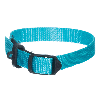 Breeder's Edge® ID Me™ Perfect Fit Collar,"Blue nylon pet collar with black buckle and D-ring"