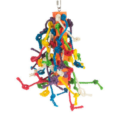 Large Preening Toy,"Colorful hanging bird toy with knotted rope strands"