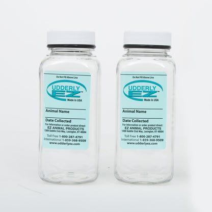Udderly EZ Horse Milker,"Two clear collection bottles with white screw caps"