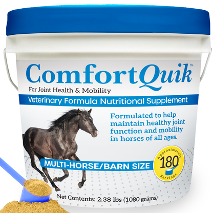 Comfort Quik™ Original,"White supplement bucket with blue lid and scoop of powder"