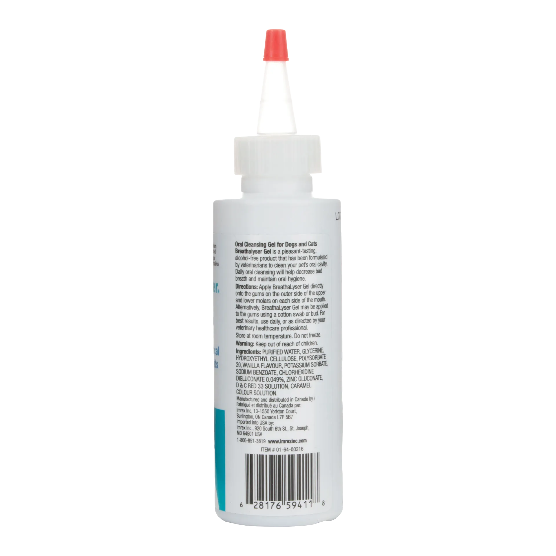 Breathalyser® Gel,"Back view of squeeze bottle with red twist nozzle cap"