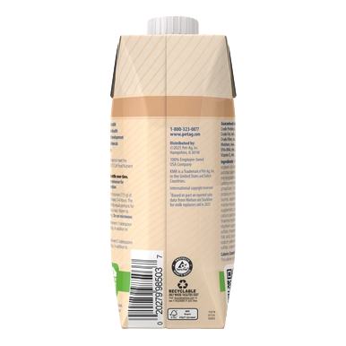 PetAg Goats Milk KMR Liquid Kitten Milk Replacer Ready-to-Feed Formula,"Side view of carton with white screw cap"