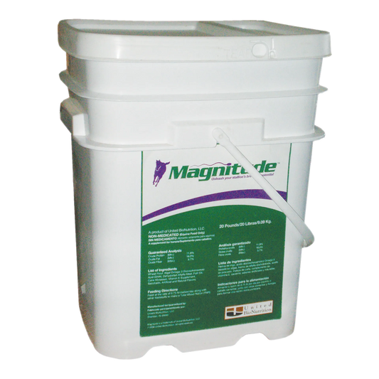 Magnitude,"White plastic bucket with lid and green front label"
