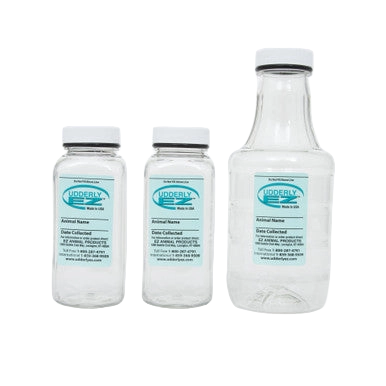 Udderly EZ Horse Milker,"Three clear collection bottles with caps"