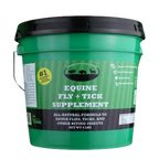 Equine Fly and Tick Supplement Bucket by Shield,"Green supplement bucket with black lid"